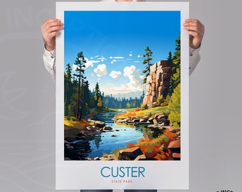 Custer Park Print, State Park Poster, South Dakota, Travel Gift, Custer County Gift, Personalised Gift, Framed Prints