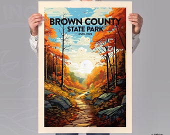 Brown County State Park Travel Print, Indiana Poster, Nashville Wall Art, Travel Gift, Brown County Gift, Personalised Gift