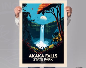 Akaka Falls State Park Travel Print Wall Art Poster Akaka Falls Wall Hanging Home Décor Birthday present, Wedding Gift by Studio Inception