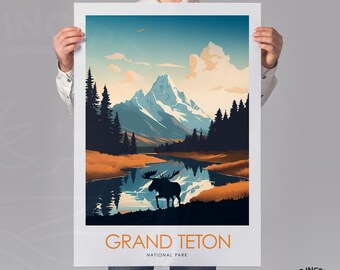 Grand Teton National Park Print | Grand Teton Poster | Wyoming Travel Poster | Jackson Hole Print | National Park Gifts | Framing available