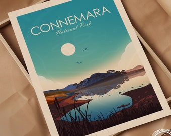 Galway Travel Print, Connemara National Park Travel Print, Ireland Art Print, Irish Prints, Wall Art, Traditional style by Studio Inception