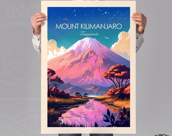 Mount Kilimanjaro Print Kilimanjaro Poster Tanzania Print Africa Wall Art Travel Poster Travel Print