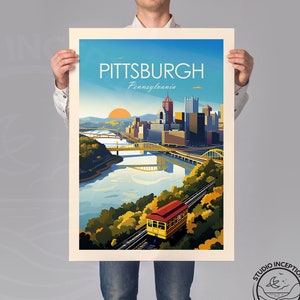 Impression voyage Pittsburgh, art mural Pittsburgh, Ohio, cadeau Pittsburgh, affiche de la Pennsylvanie, tenture murale de l'Ohio, décoration d'intérieur, art mural image 1