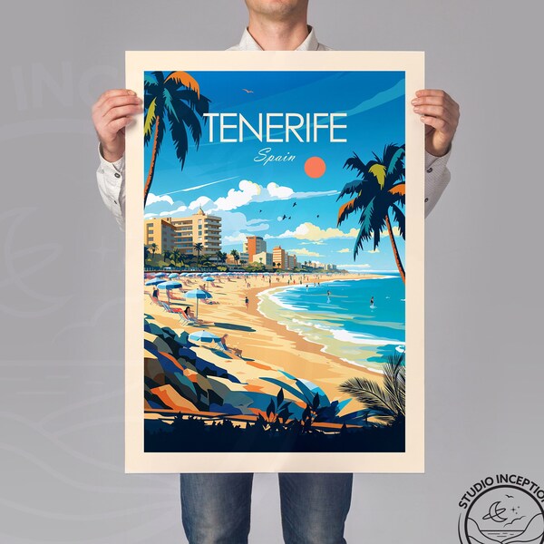 Tenerife Traditional Print, Spain Poster, Canary Islands Wall Art, Tenerife Travel Poster, Custom Art Gift, Tenerife Painting, Souvenir