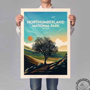 Northumberland Print Picture Art Poster Gifts Travel Print Travel Poster Hadrian's Wall Northumberland National Park