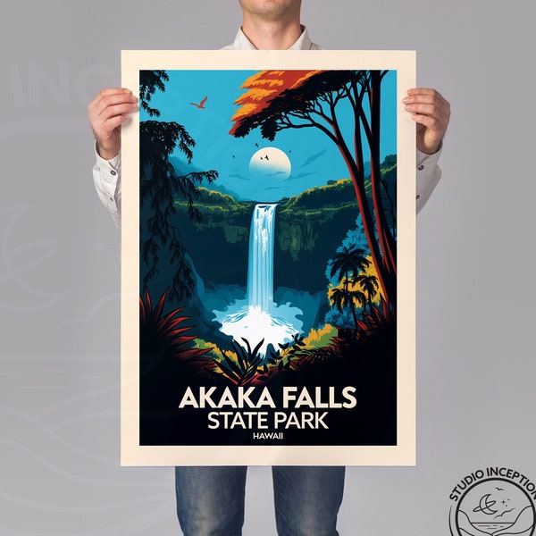 Akaka Falls State Park Travel Print Wall Art Poster Akaka Falls Wall Hanging Home Décor Birthday present, Wedding Gift by Studio Inception