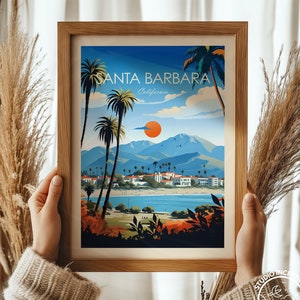Santa Barbara Traditional Travel Print California Poster Santa Barbara Photo USA Travel Art Travel Gift with Customised Options image 4