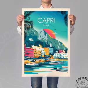 Capri Italy Print, Capri Travel Print, Italy Travel Poster Travel Gift Honeymoon Souvenir