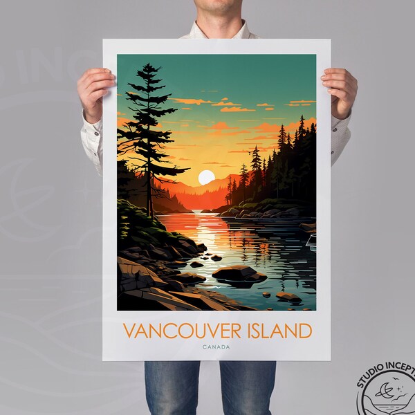 Vancouver Island Minimal Print Canada Travel Poster Gift Wall Art Home Decor Wanderlust