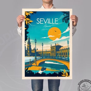 Seville Print, Spain Wall Art, Seville, Seville Travel Poster, Madrid Art, Spain, Wall Art, Spain Prints, Spain Decor image 1