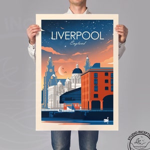 Liverpool Print, Liverpool City Gift, Liverpool Poster, Engeland Print, Travel Poster, Travel Print van Studio Inception