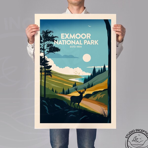 Exmoor Art Print UK National Park Prints Travel Poster Hiking Gift Wall Art Home Decor