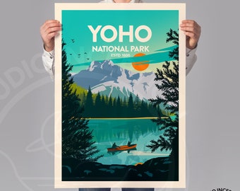 Yoho Print Established 1886 edition Poster, Yoho National Park Art Print, Canada National Parks, Travel Prints