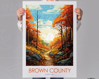 Brown County Travel Poster, Travel Gift, Indiana Art, Nashville Home Decor, Brown County Gift, Personalised Gift
