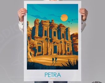 Petra Print, Jordan Travel Poster, Wonders of the World Travel Gift, Travel Art