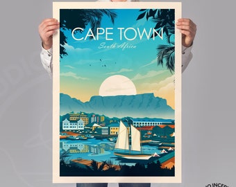 Cape Town Print South Africa Travel Poster Art Print, Poster, Wall Art, Living Room Prints, Travel Gift