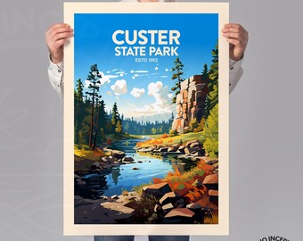 Custer State Park Print, South Dakota Poster, Black Hills Wall Art, Travel Gift, Custer County Gift, Personalised Gift, Framed Prints