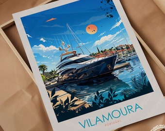 Vilamoura Travel Print, Portugal Poster, Vilamoura Wall Art, The Algarve Travel Art, Custom Travel Gift, Framed Travel Prints for Wall Art