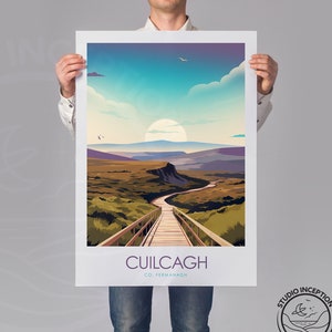 Cuilcagh Mountain Print Northern Ireland Travel Poster Wall Art Gift image 1