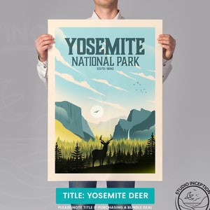 Yosemite Print Poster Established 1890 edition, Yosemite National Park Art Print by Studio Inception