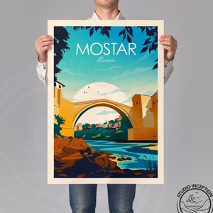 Mostar Bosnia Old Bridge Traditional Print Travel Gift Wall decor