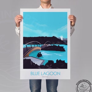 Iceland Travel Print Art Poster, Blue Lagoon, Engagement Gift, Vacation, Souvenir, Gift, Iceland, Romantic, Art Print, Home Decor Wall Art