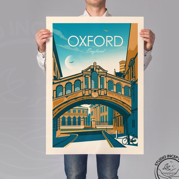 Oxford print, Oxford University, England Print, Travel Poster, Travel Print by Studio Inception