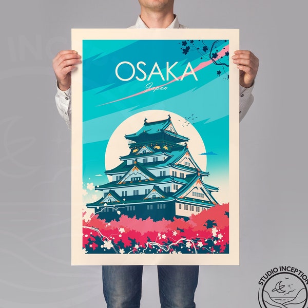 Osaka Poster, Japan, Osaka Druck, Osaka Reiseposter, Japan Wandkunst, Hochzeitsgeschenk, Geburtstagsgeschenk