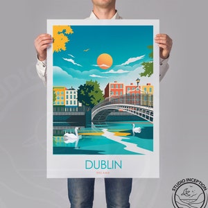 Dublin City Travel Poster Art Print in Modern Minimal Style