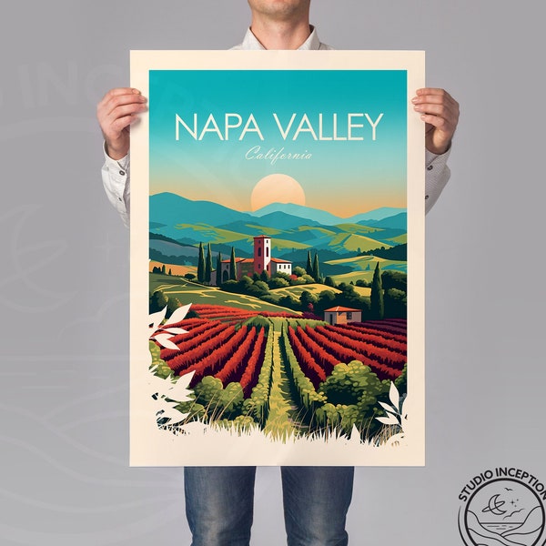 Impression de Napa Valley, impression de Californie, impression de voyage de Napa Valley, affiche de Napa Valley, impression de vignoble, cadeau de mariage, cadeau d'anniversaire
