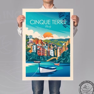 Cinque Terre Italy Print, Italy Travel Poster Gift