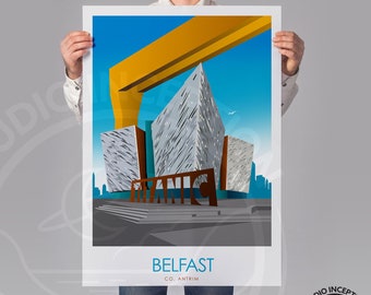 Belfast Travel Poster Print, Northern Ireland, Titanic