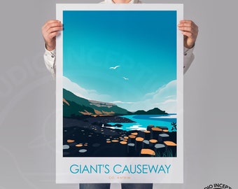 Giants Causeway Print, Northern Ireland Travel Print, Travel Poster Ireland Art Print, Irish Prints, Irish Poster, Prints, Poster, Wall Art