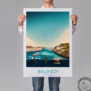 Ballintoy Irish Travel Poster, Northern Ireland Travel Poster, Visit Ireland Art Print, Irish Prints, Irish Poster, Prints, Poster, Wall Art