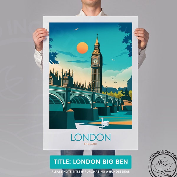 London Print minimal style, London Poster, London Gifts, Big Ben, Travel Print, Travel Poster, Wedding gift, Birthday present.