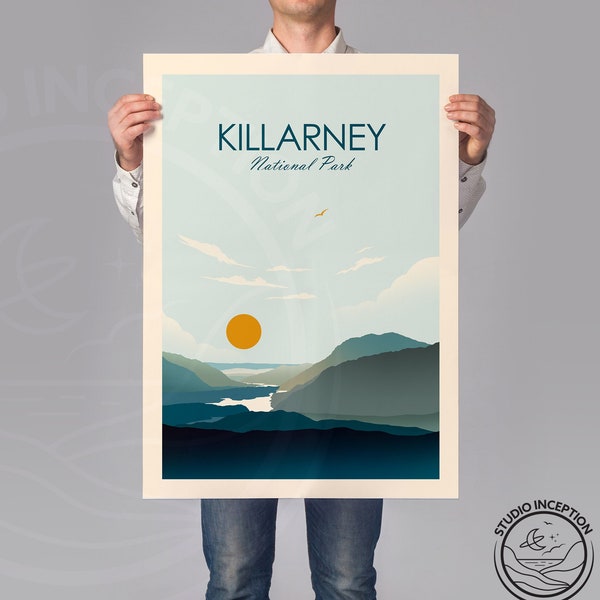 Killarney National Park Travel Poster, Co Kerry Travel Print, Traditional style Travel Poster