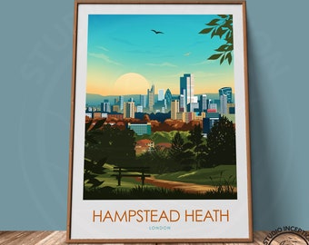 Hampstead Heath Travel Print, London Print, Travel Poster, Wall Art