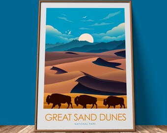 Studio Inception's Great Sand Dunes National Park Print | Arizona National Park Print | Print National Park Poster | Travel Poster |