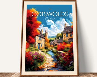 Cotswolds Travel Poster Print The Cotswolds Wall Art England Home Decor