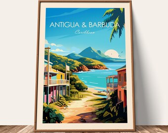 Antigua Travel Print Barbuda Wall Art Antigua and Barbuda Gift Antigua and Barbuda Poster Wall Hanging Home Décor Wall Art Caribbean