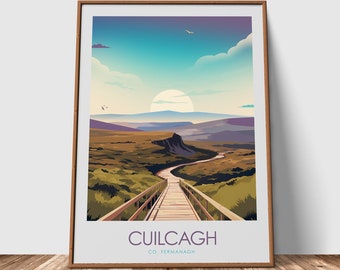 Cuilcagh Mountain Print Northern Ireland Travel Poster Wall Art Gift