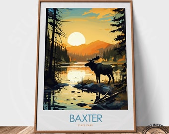 Baxter State Park Art Print Maine Travel Poster Baxter Print Piscataquis County Maine Gift Wall Art