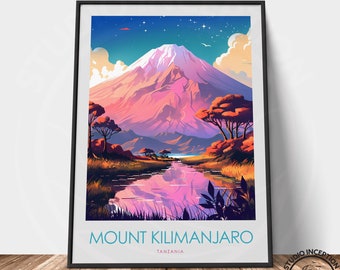 Mount Kilimanjaro Print Kilimanjaro Poster Tanzania Print Africa Wall Art Travel Poster Travel Print