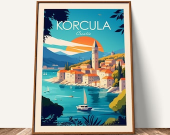 Korcula Travel Print Croatia Travel Poster Home Décor Wall Art Wall Hanging Travel Gift