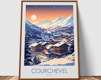 Courchevel Print France Travel Poster Ski resort Courchevel Poster Wall Hanging Home Décor Gift Ski Art Print Skiing