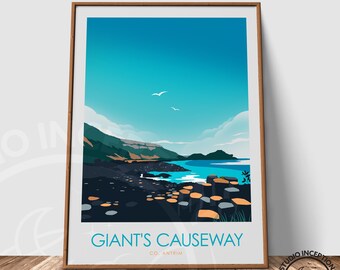 Giants Causeway Print, Northern Ireland Travel Print, Travel Poster Ireland Art Print, Irish Prints, Irish Poster, Prints, Poster, Wall Art