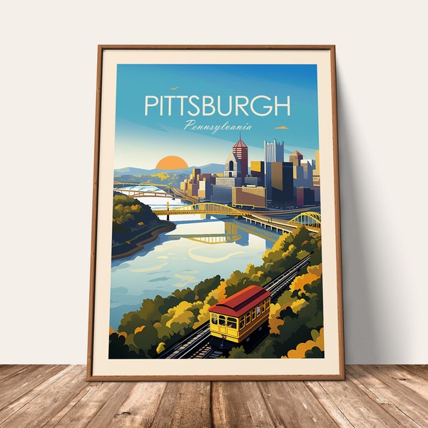 Pittsburgh Travel Print Pittsburgh Ohio Wall Art Pittsburgh Gift Pennsylvania Poster Ohio Wall Hanging Home Décor Wall Art