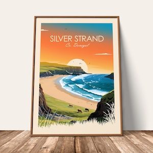 Silver Strand Malin Beg Traditional Print Donegal Travel Print Ireland Wall Art Silver Strand Beach Travel Poster Gift image 5