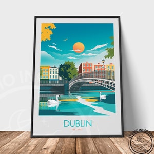 Dublin City Travel Poster Art Print in Modern Minimal Style