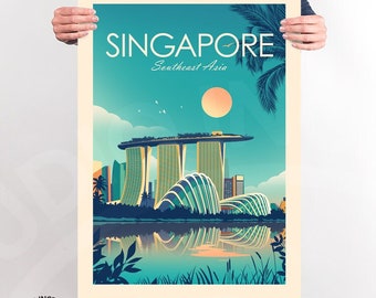 Singapore Print Poster, Singapore Wall Art, Gift, Asia Poster Print, Singapore Painting, Wall Decor, Studio Inception
